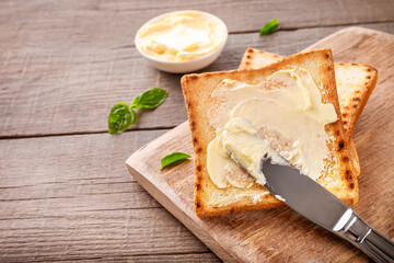 Slices of toast bread with butter