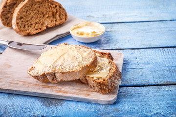 Slices of bread with butter