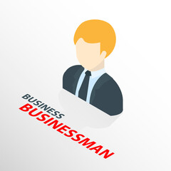 Isometric Businessman on suit icon isolated 3d