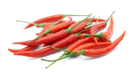 Red chili pepper, Hot spice seasoning, Ingredients for spicy food, Isolated on white background