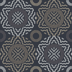 Polka dots seamless pattern. Mosaic of ethnic figures. Patterned texture. Geometric background. Vector illustration for web design or print.