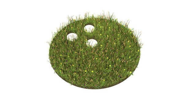 3d rendered grass field of symbol of bowling ball isolated on white background