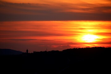 sunset in a city of Baden-Württemberg 