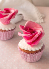 cupcake pink rouse frosting party sweet white