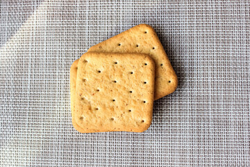 Diet crunchy crackers on the table close up.