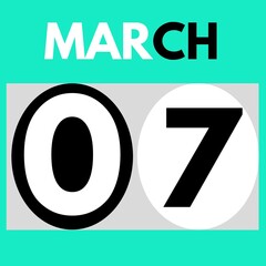 March 7 . Modern daily calendar icon .date ,day, month .calendar for the month of March