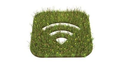 3d rendered grass field of icon of signal app isolated on white background
