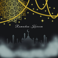 ramadan night background festival card vector template