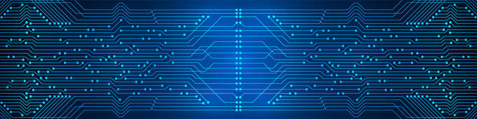 Abstract Digital Technology Background, blue circuit board pattern, microchip, power line