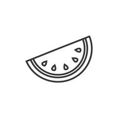 Watermelon slice on stick linear icon. Thin line illustration. Contour symbol.