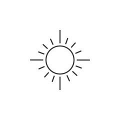 Sun line icon, outline vector sign, linear style pictogram isolated on white. Sunny weather symbol, logo