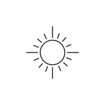 Sun line icon, outline vector sign, linear style pictogram isolated on white. Sunny weather symbol, logo
