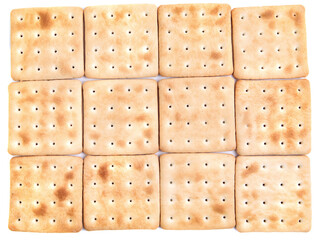 Backgrounds of crackers. crackers are isolated on a white background.