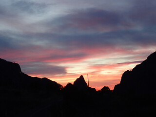 Sunset in the desert mountains