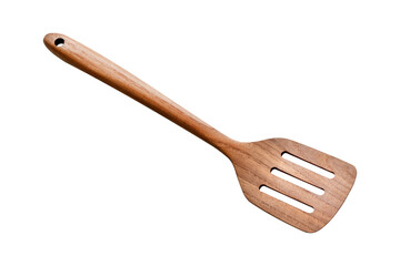 Wooden spatula on white background.