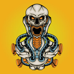 skull head machine illustration
