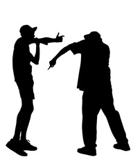 Young man with a microphone reads a rap. Stylized image on theme of hip hop