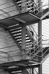 An outside staircase of a social housing building in Brussels