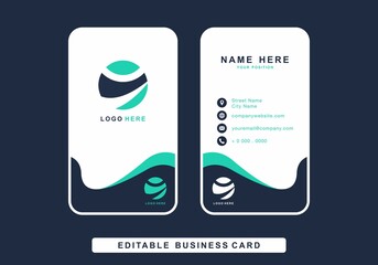 Editable template of business card in portrait size