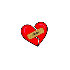 Broken heart logo illustration template