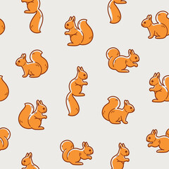 Obraz premium Seamless trendy pattern with style cartoon squirrel.