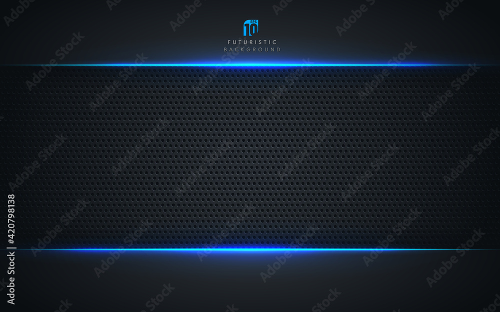 Poster abstract template technology style metallic blue shiny color black frame layout modern tech design b