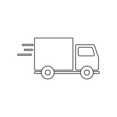 Delivery truck icon isolated on round background.