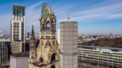 Famous Kaiser Wilhelm Memorial Church in Berlin - urban photography
