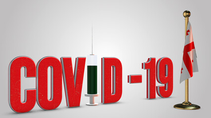 Georgia vaccination campaign and Covid-19 3D illustration.