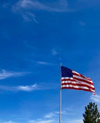 american flag waving in the wind