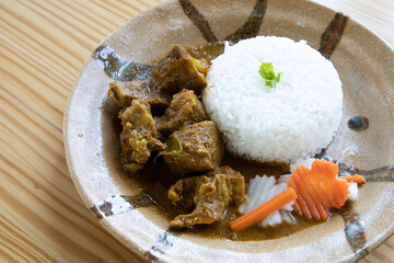 Thailand spicy curry with rice