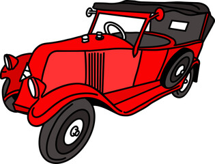 Fototapeta na wymiar Red retro car sketch. Vintage vector illustration.