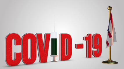 Ohio vaccination campaign and Covid-19 3D illustration.