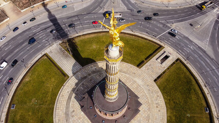 Famous Berlin Victory Column in the city center called Siegessaeule - urban photography