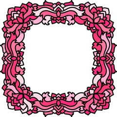 Abstract mandala frame. Pink ribbon pattern. Vector illustration.
