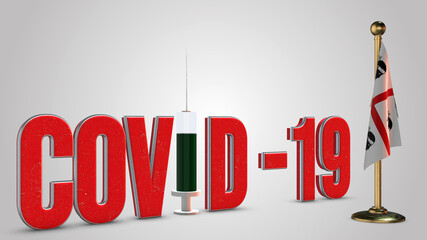 Sardinia vaccination campaign and Covid-19 3D illustration.