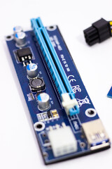 Riser for mining on video card. Device for collecting a mining farm. Mining board.Microcircuit for connecting video card.