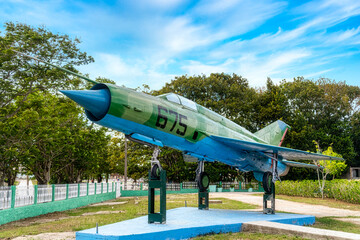 Obsolete Russian Mig War Plane as Decoration in the Sandino District, Santa Clara, Cuba