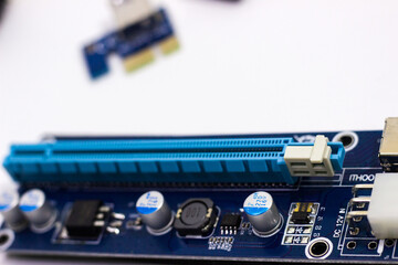 Riser for mining on video card. Device for collecting a mining farm. Mining board.Microcircuit for connecting video card.