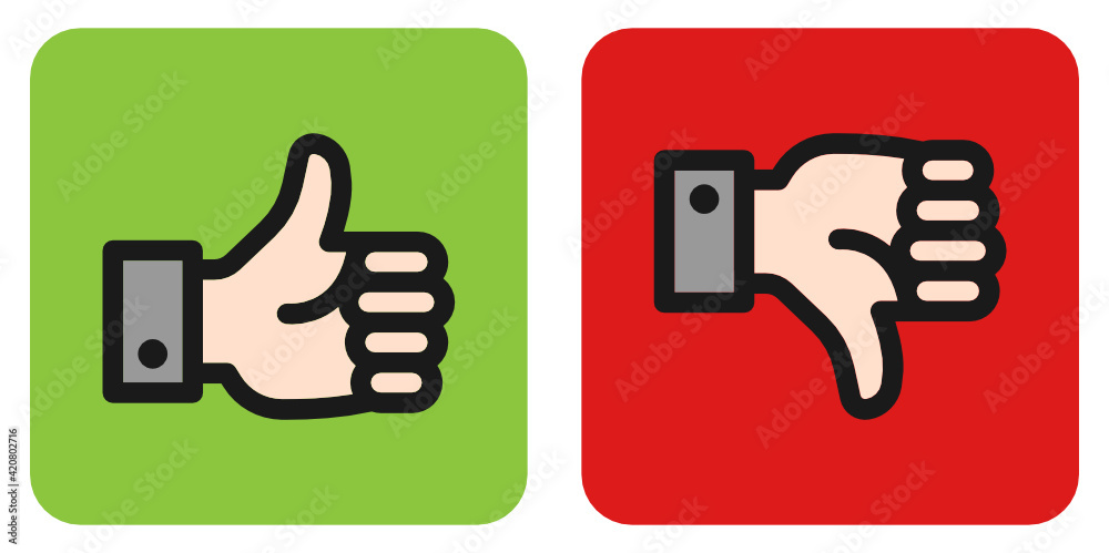Poster thumb up and thumb down sign. vector illustration standard license extended license (63,99 €) thumbs