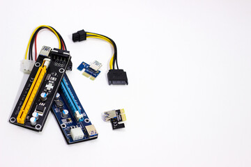 Riser for mining on video card. Device for collecting a mining farm. Mining board.Microcircuit for connecting video card.