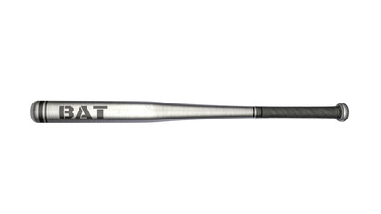 3D render of metallic baseball bat isolated on white