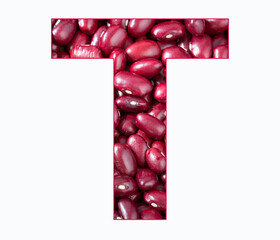 Alphabet Letter T - Red adzuki bean - Phaseolus vulgaris