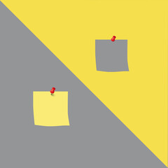 Postit notes on yellow and gray background