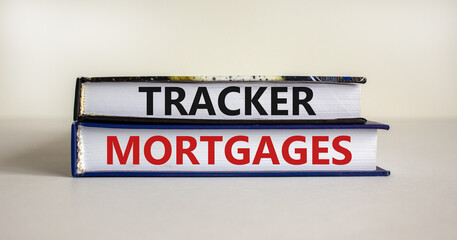 Tracker mortgage symbol. Concept words 'Tracker mortgage' on books on a beautiful white background. Business, tracker mortgage concept.