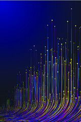 Color dot lines have a spatial sense of Internet technology big data background