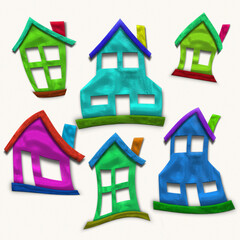 Fototapeta premium Plasticine house isolated on white