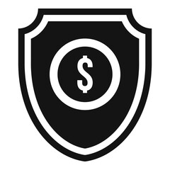 Shield with dollar icon, simple style