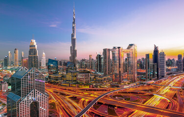 Dubai - modern city center skyline with luxury skyscrapers, United Arab Emirates ,Asia hollydai 
