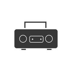 music player - sound music icon, vector retro radio cassette - media illustration isolated